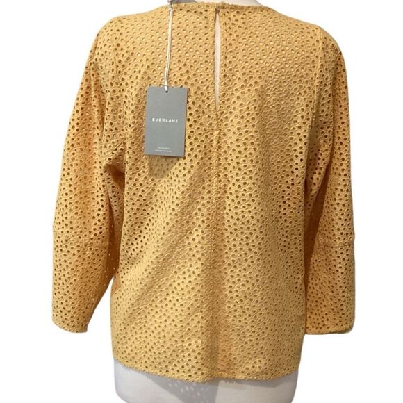 NWT Everlane Eyelet Lantern Top - Golden Hour Medium - Picture 5 of 9